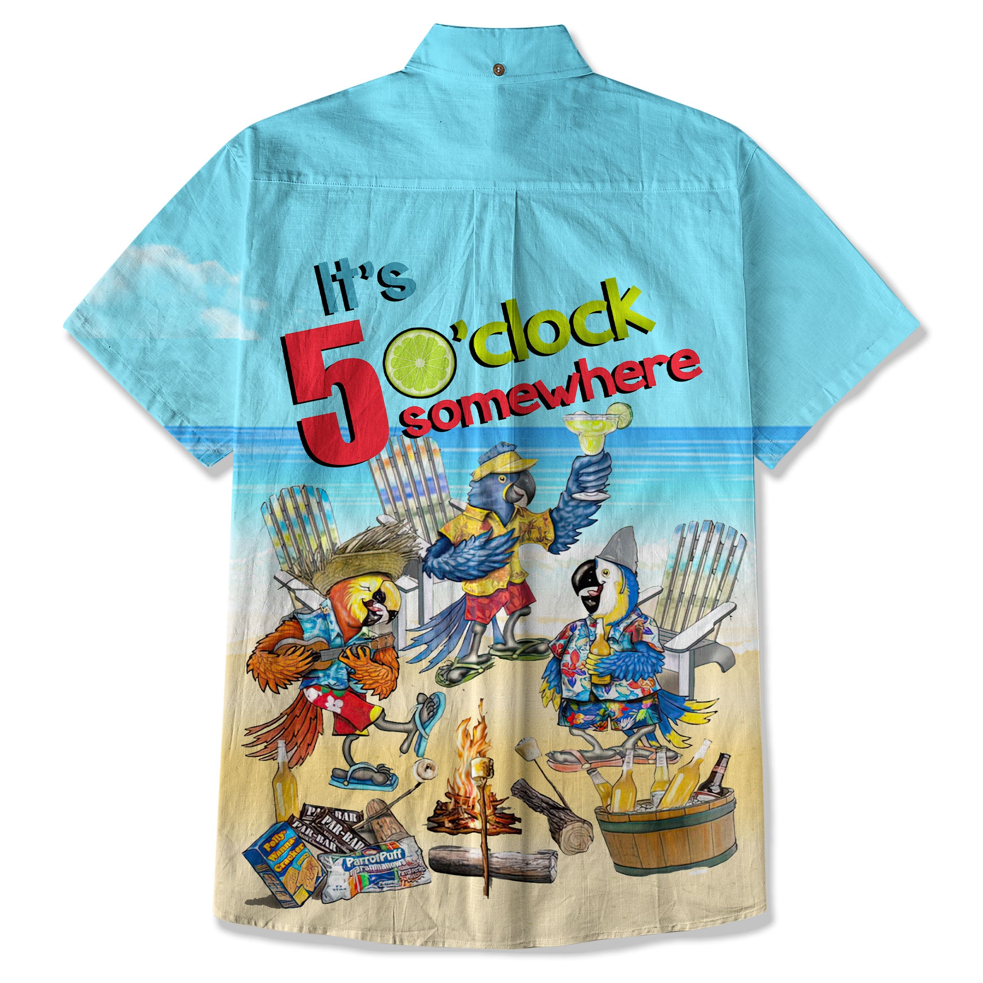It's 5 O'clock Somewhere Hibiscus Flowers Hawaii Shirt, Parrot Hawaiian Shirt - The Palmix