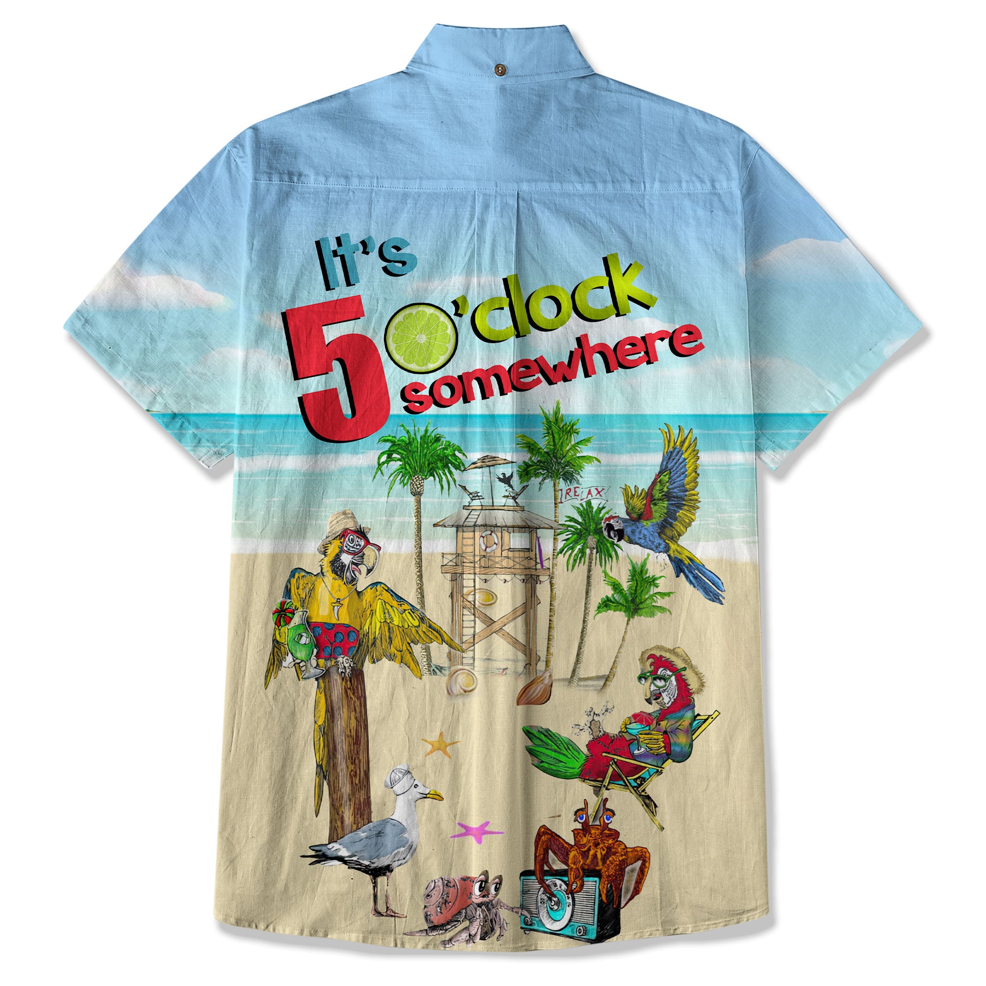 It's 5 O'clock Somewhere Hibiscus Flowers Hawaii Shirt, Aloha Parrot Hawaiian Shirt - The Palmix