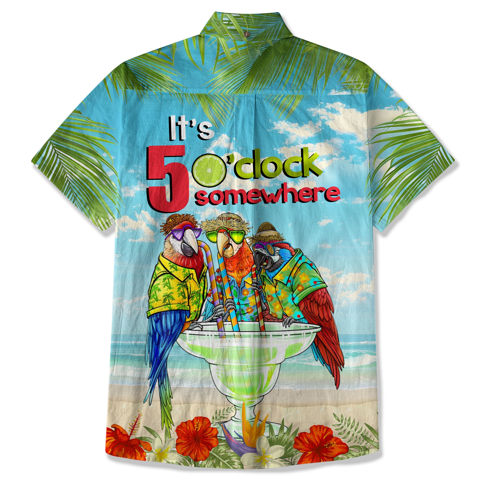 Parrots Drinking Margarita Hawaiian Shirt, It's 5 O'clock Somewhere Hawaii Shirt - The Palmix