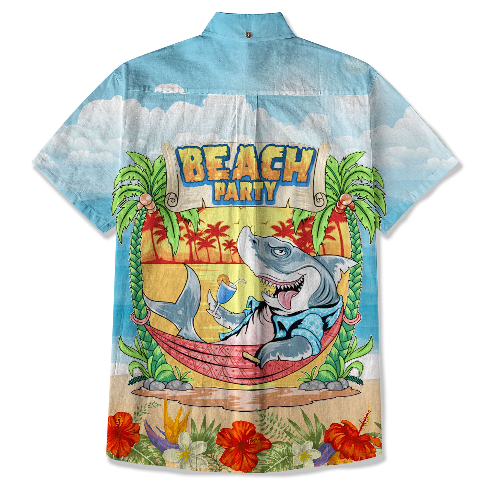 Retro Shark Hibiscus Drink Short Sleeve Shirt, I'm Not Waiting Until 5 Shirt