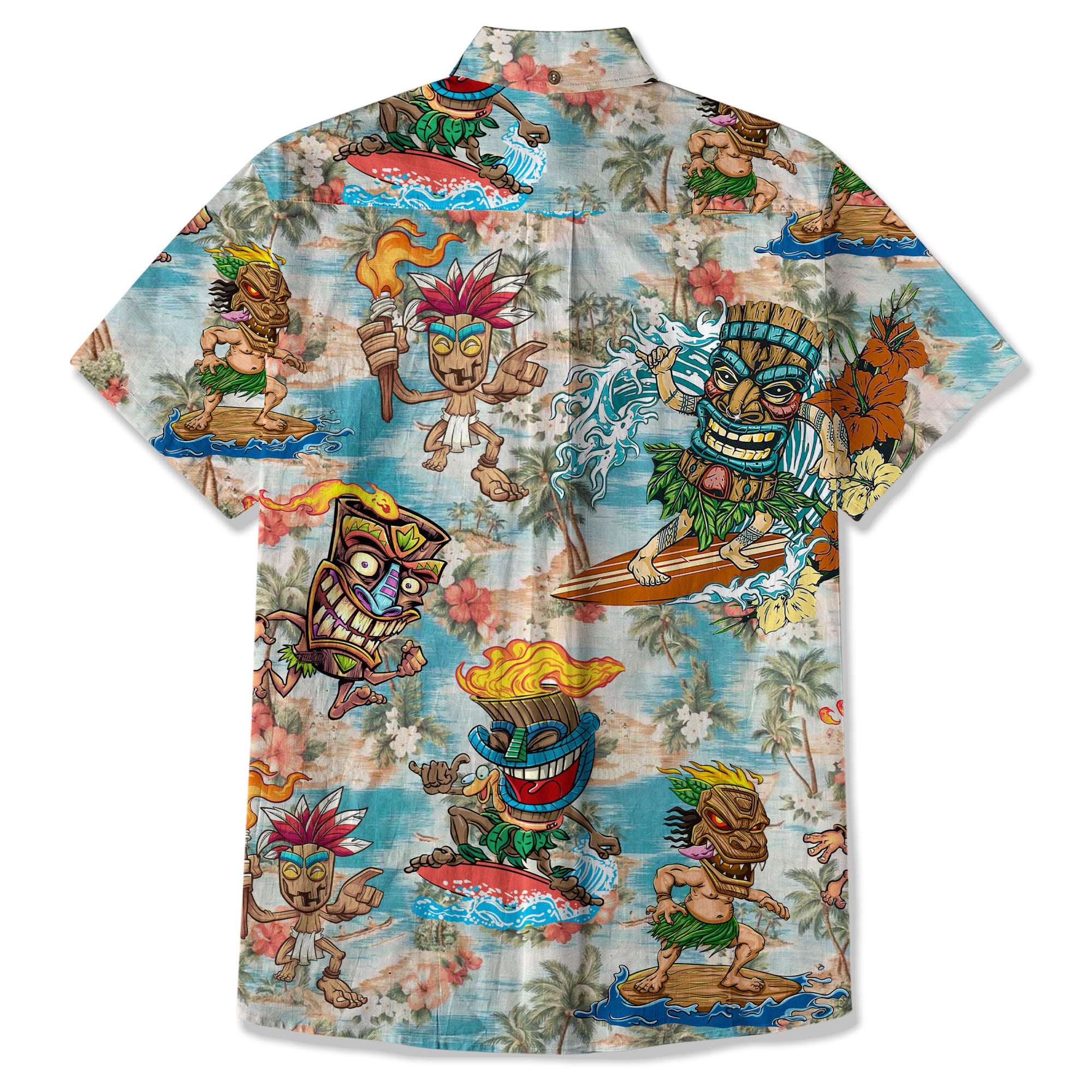 Surfing Tiki Mask Hawaii Shirt, Tiki Aloha Tiki Mask Pattern Hawaiian Shirt