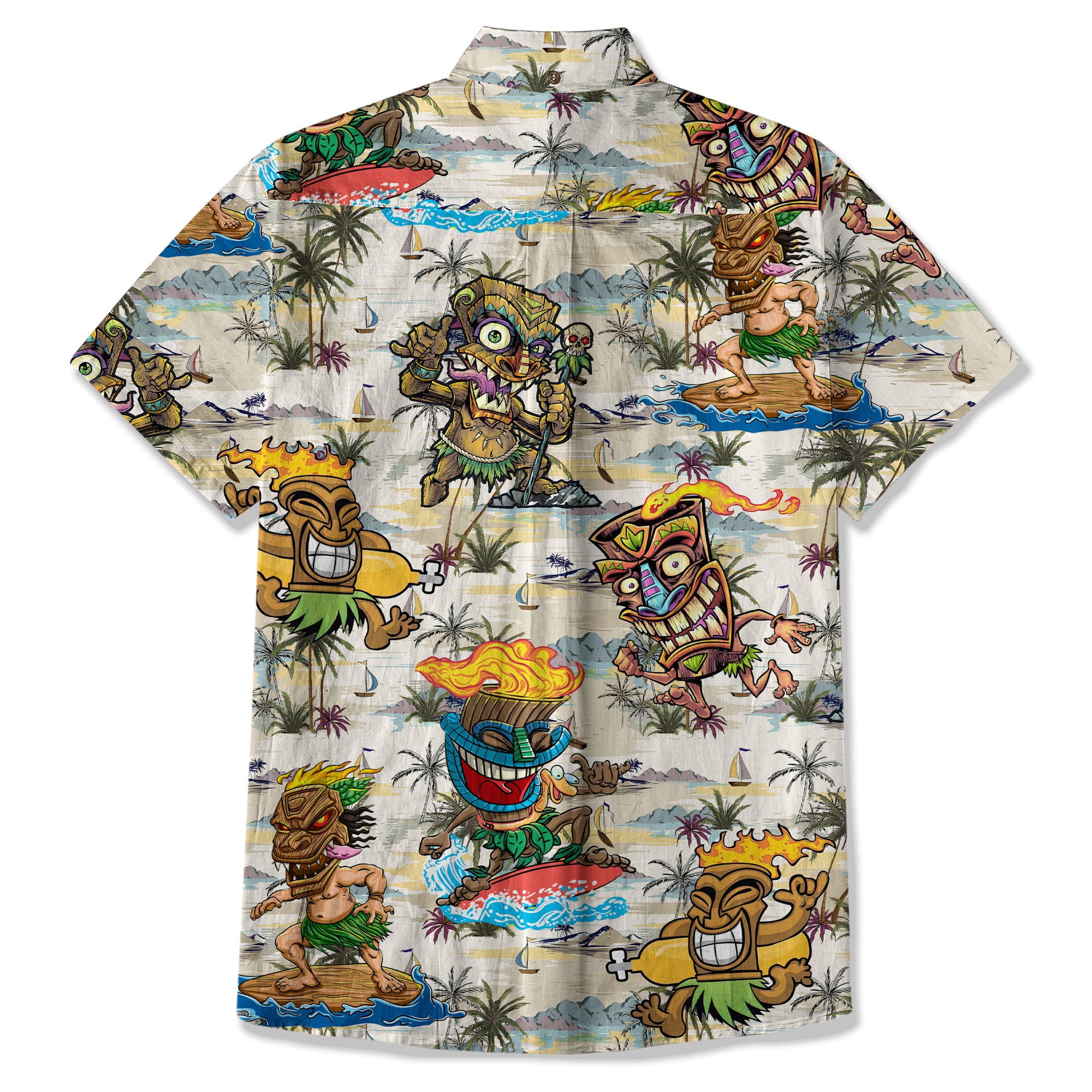 Tiki Mask Aloha Hawaii Shirt, Surfing Tiki Pattern Hawaiian Shirt