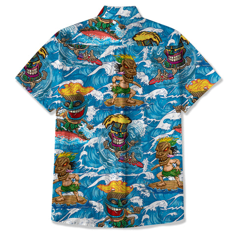Tiki Mask Aloha Hawaii Shirt, Surfing Tiki Beach Hawaiian Shirt