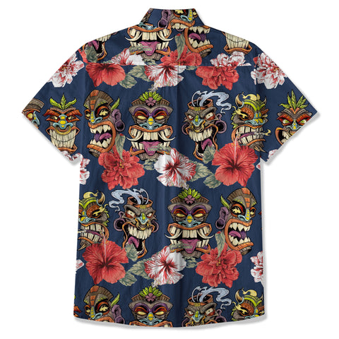Hawaii Plumeria Lei Hawaiian Shirt, Tiki and Kakau Pattern