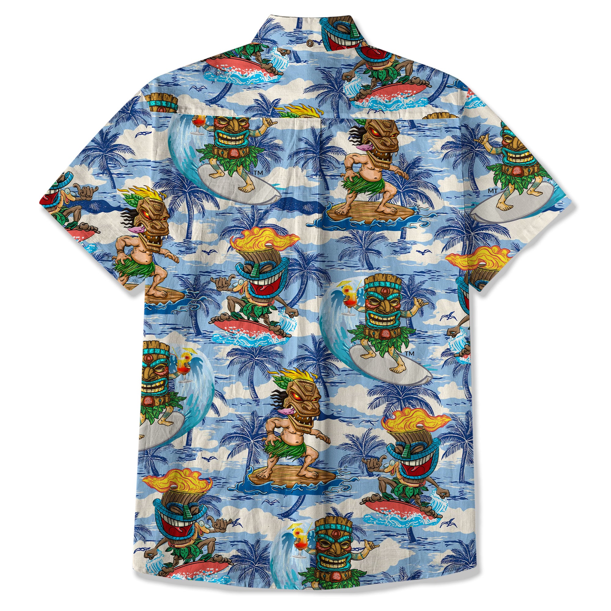 3D Tiki Tiki Surfing Hawaii Shirt, Hibiscus Flowers Hawaii Shirt