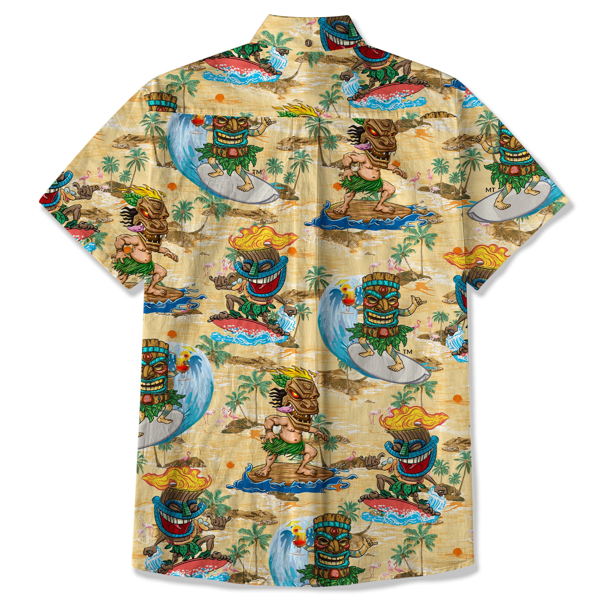 3D Tiki Tiki Surfing Hawaii Shirt, Hibiscus Flowers Hawaii Shirt