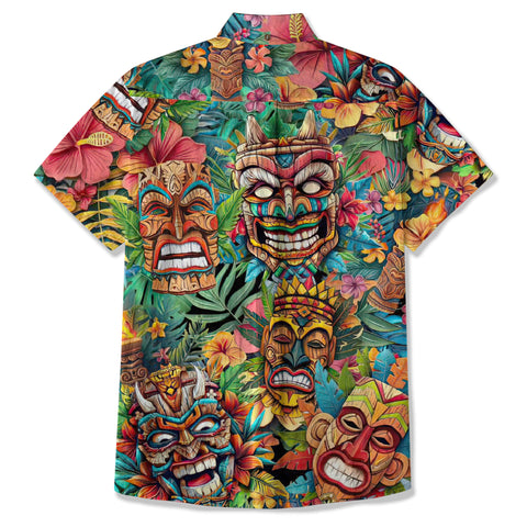 Colorful Tiki Hawaiian Shirt, Summer Vibes Aloha Hawaii Shirt