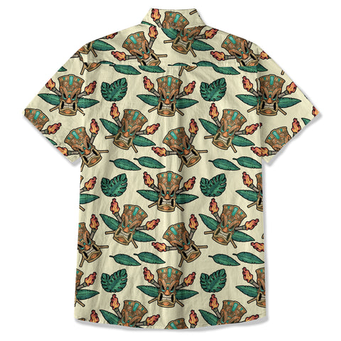 Tribal Tiki Hawaiian Shirt, Tiki Flowers Aloha Hawaii Shirt