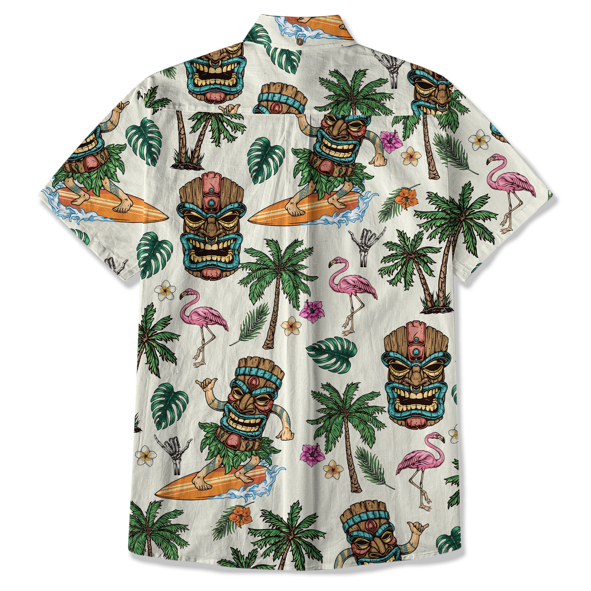 Tiki Mask Hawaii Shirt, Aloha Flowers Surfing Tiki Hawaii Shirt