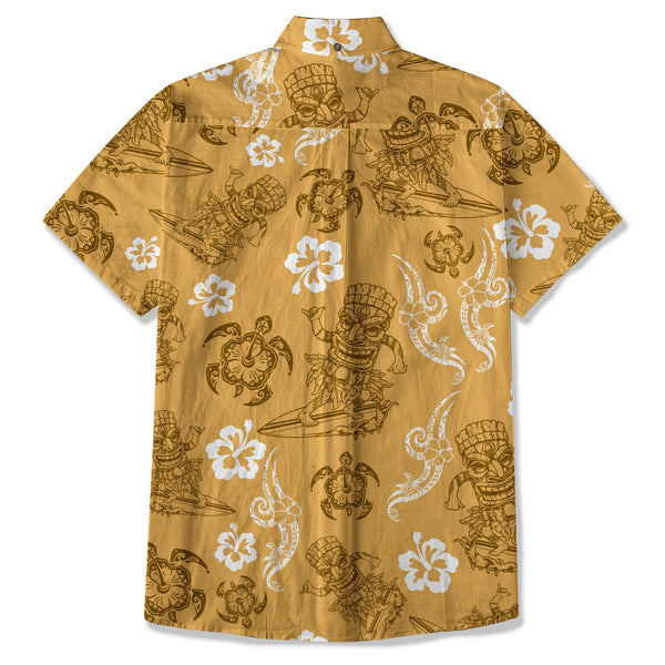 Tribal Tiki Mask Hawaii Shirt, Polynesian Hibiscus Flowers Shirt