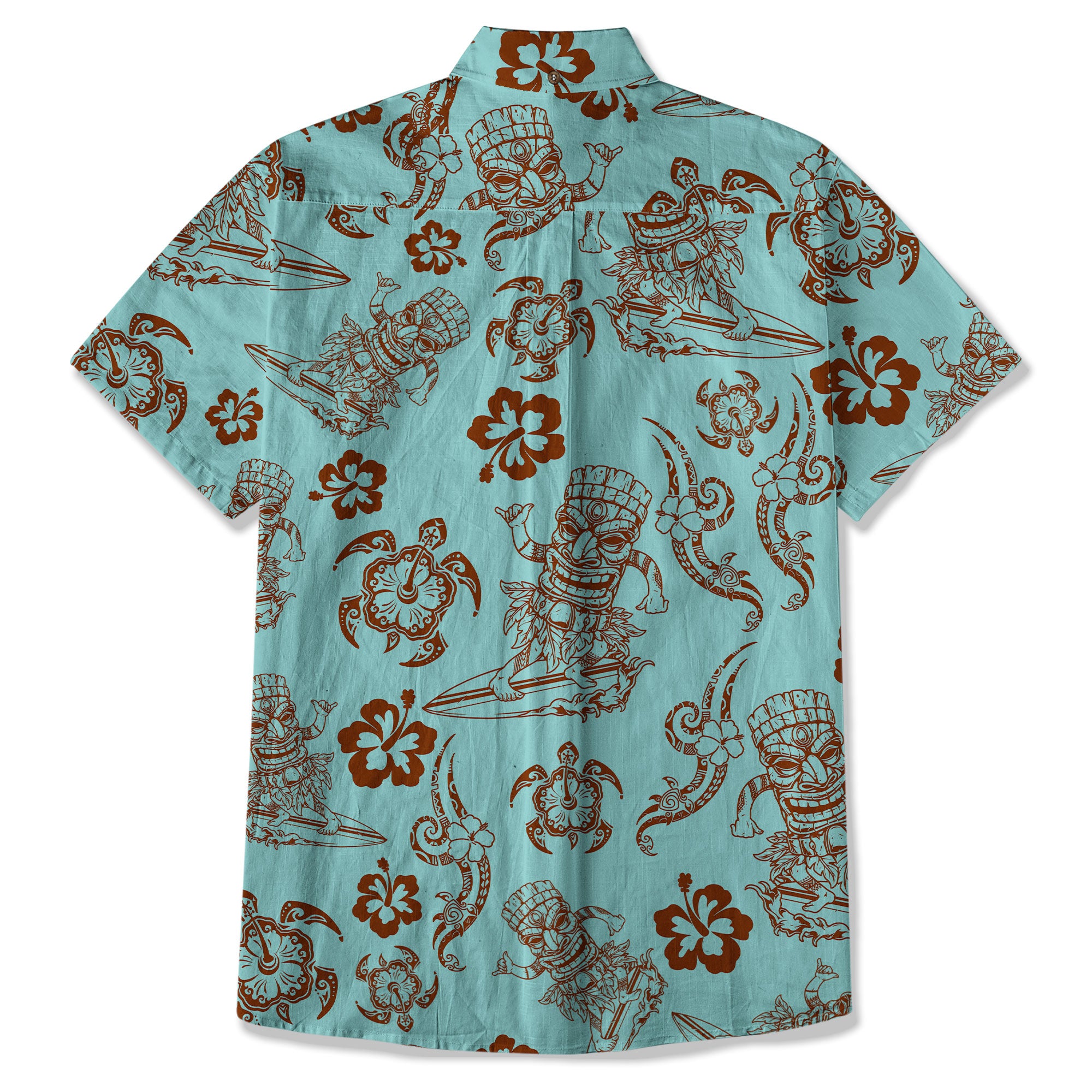 Tribal Tiki Mask Hawaii Shirt, Polynesian Hibiscus Flowers Shirt