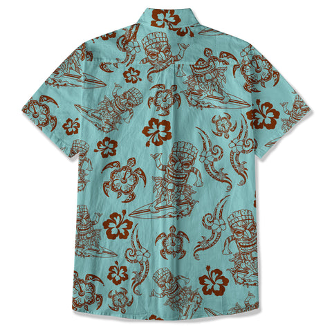 Tribal Tiki Mask Hawaii Shirt, Polynesian Hibiscus Flowers Shirt