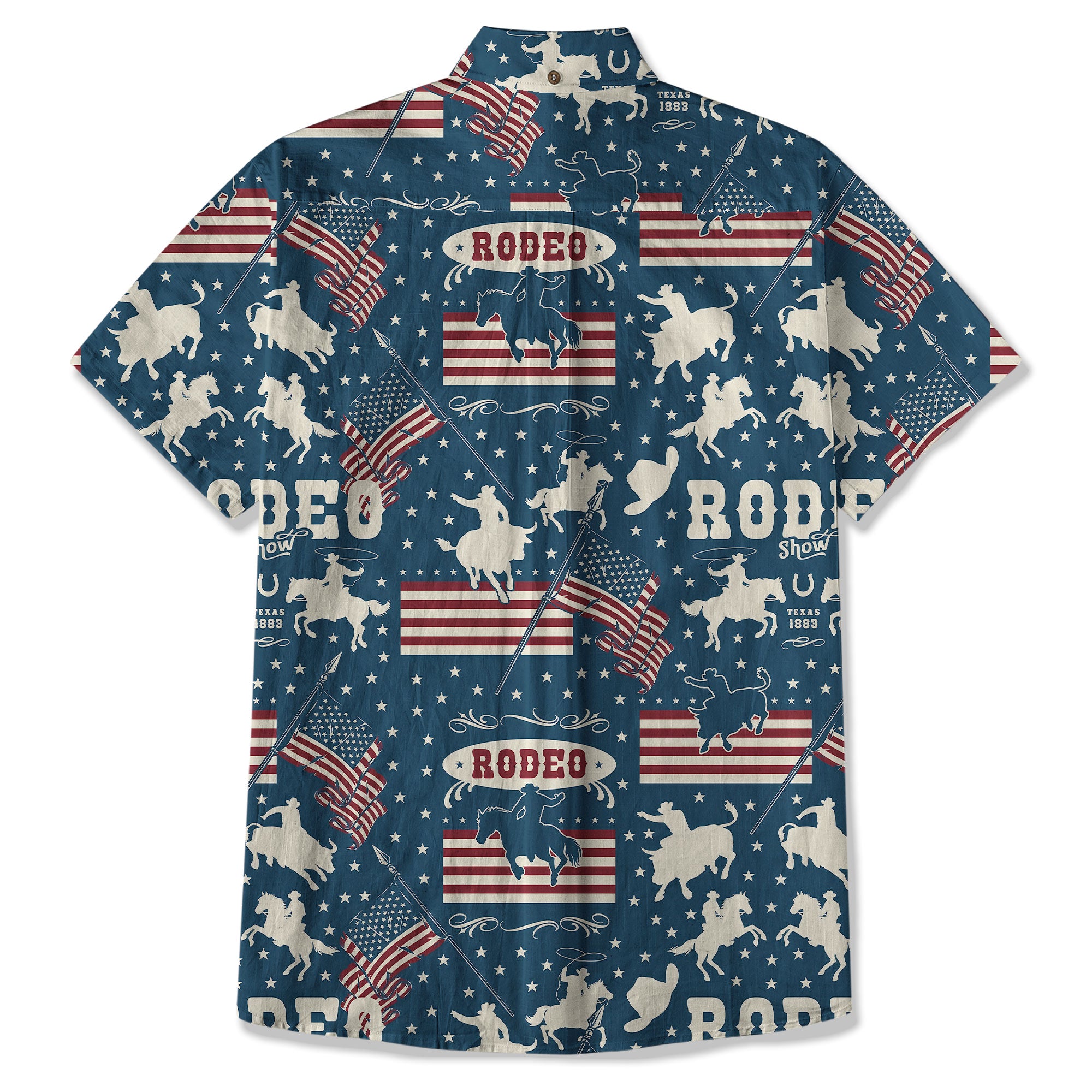 American Rodeo Hawaiian Shirt Colorful Cowboys Riding Patriotic Western Shirt 4th of July