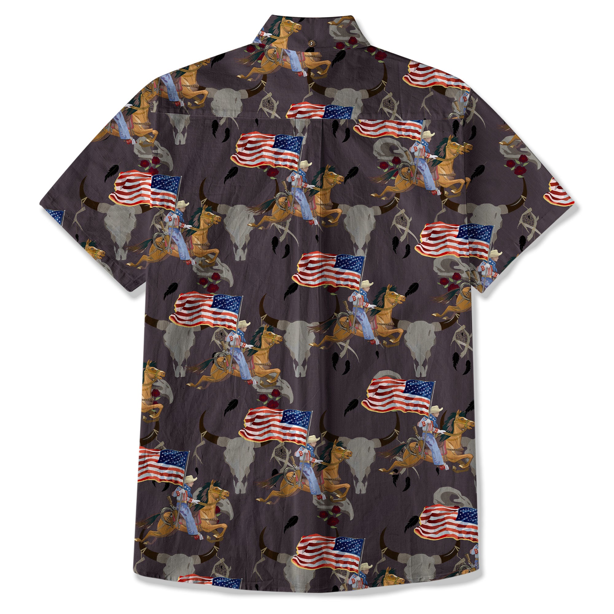 American Rodeo Hawaiian Shirt Colorful Cowboys Riding Patriotic Western Shirt 4th of July