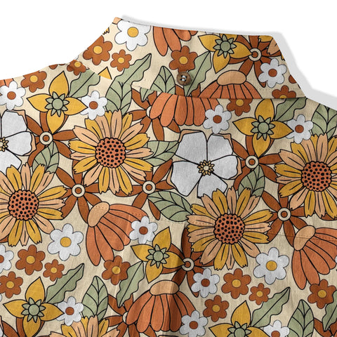 Hippie Groovy Flower Hawaii Shirt, Hippie Peace Love Hawaii Shirt