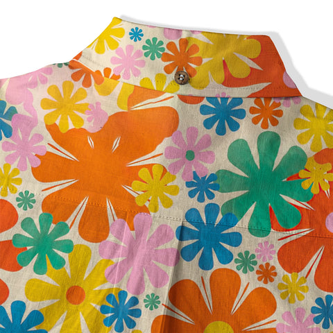 Hippie Groovy Flower Hawaii Shirt, Hippie Peace Love Hawaii Shirt