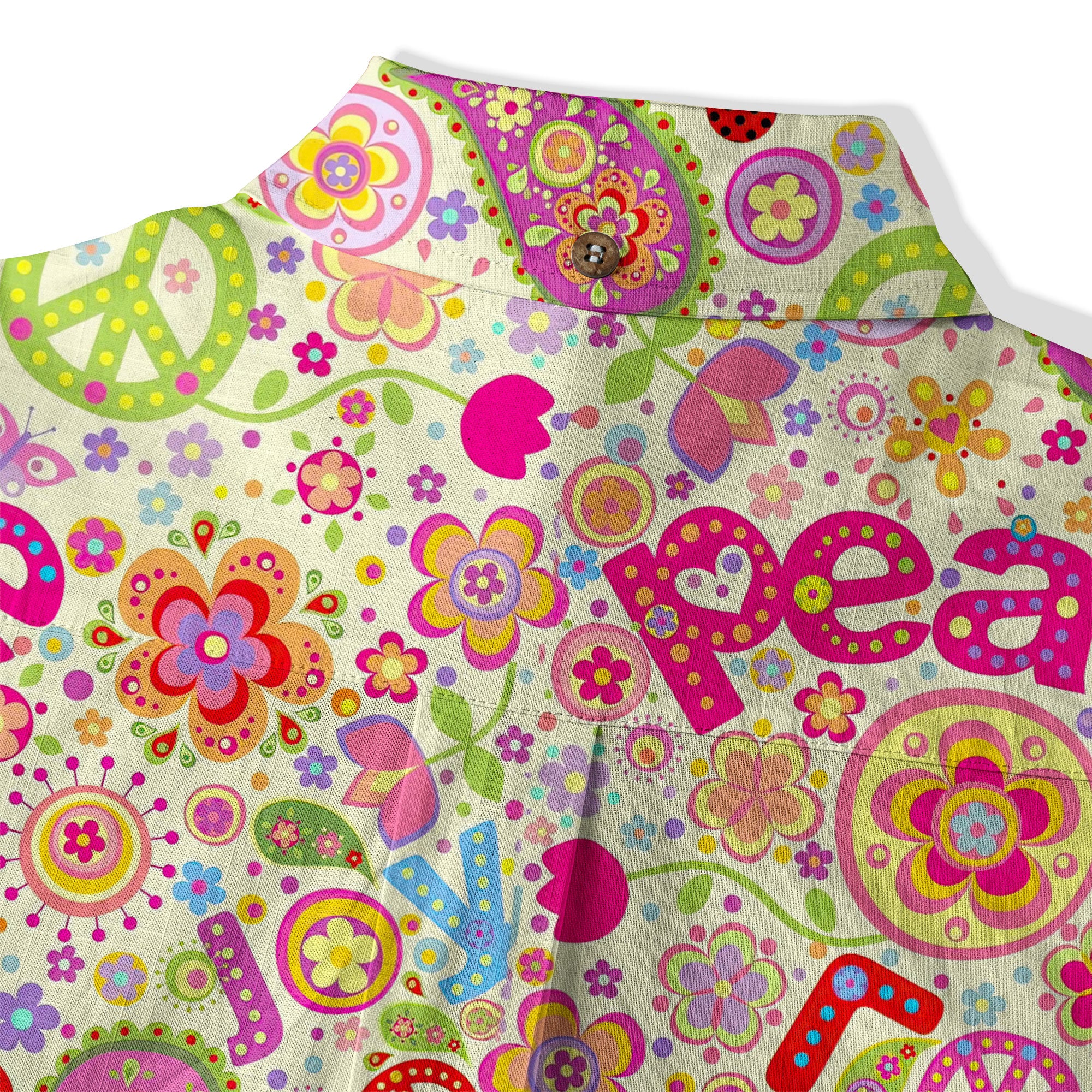 Hippie Groovy Flower Hawaii Shirt, Hippie Peace Love Hawaii Shirt
