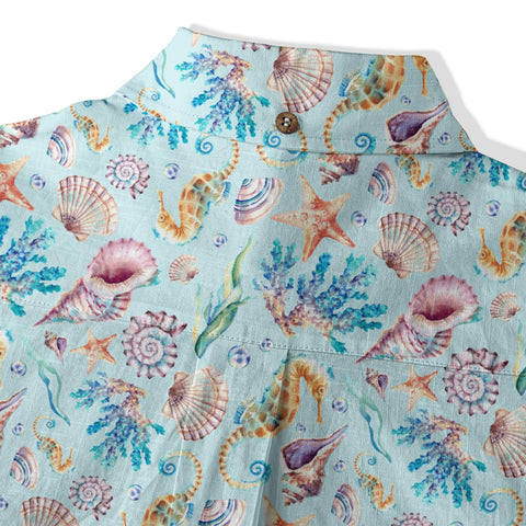 Ocean Animals Aloha Theme Hawaiian Shirt, Summer Vibes Button Down Hawaii Shirt - The Palmix