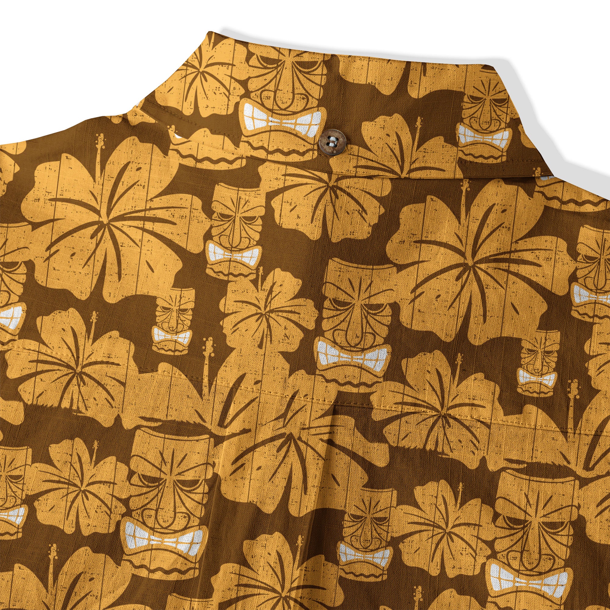 Tiki Mask Pattern Hawaiian Shirt, Tribal Tiki Hibiscus Pattern Hawaiian Shirt