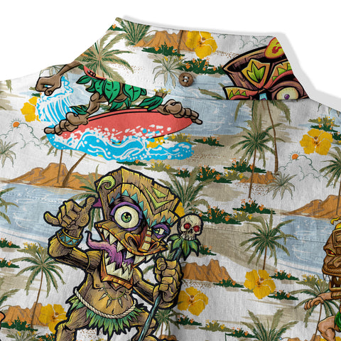 Tiki Mask Hawaii Shirt, Surfing Tiki Pattern Hawaiian Shirt