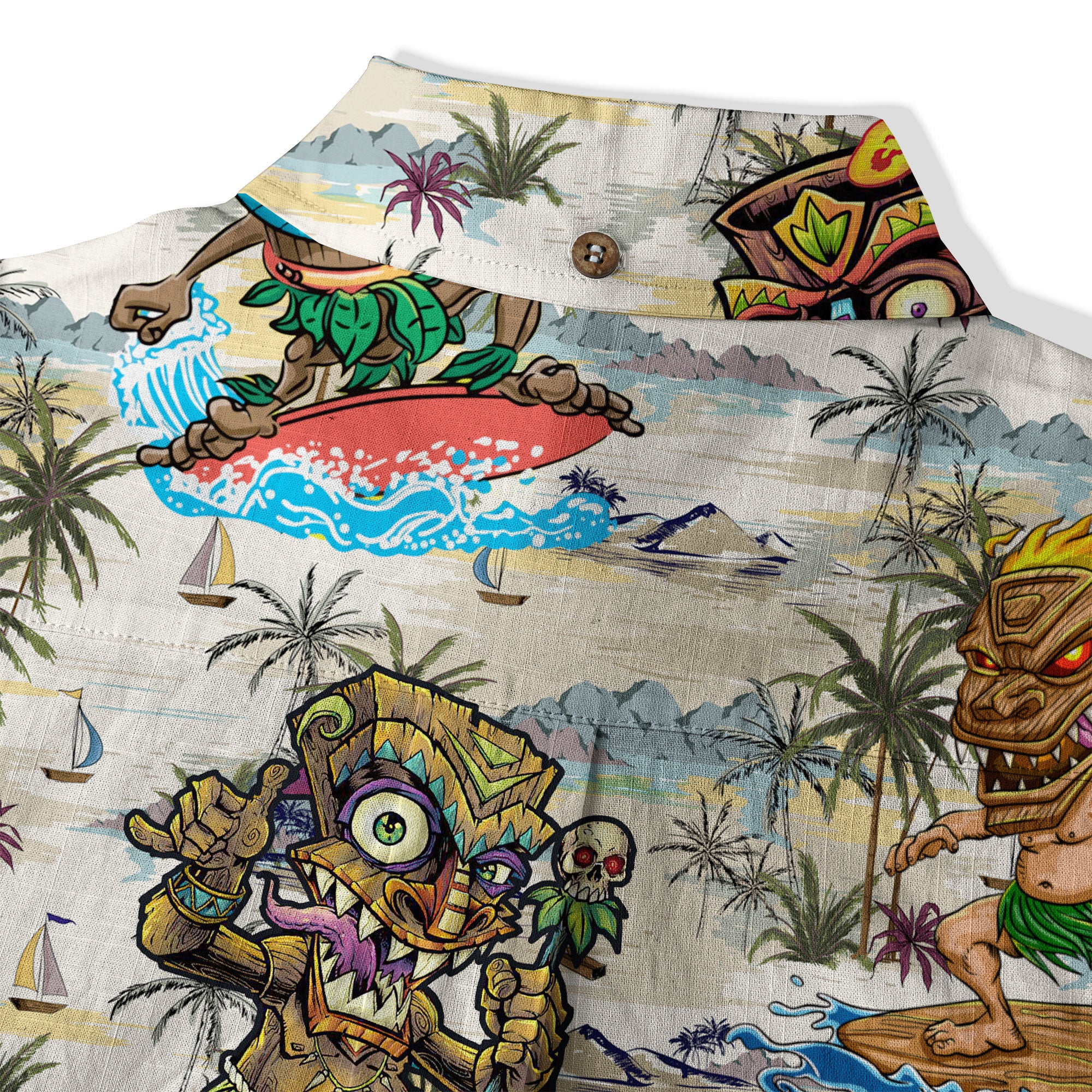 Tiki Mask Aloha Hawaii Shirt, Surfing Tiki Pattern Hawaiian Shirt