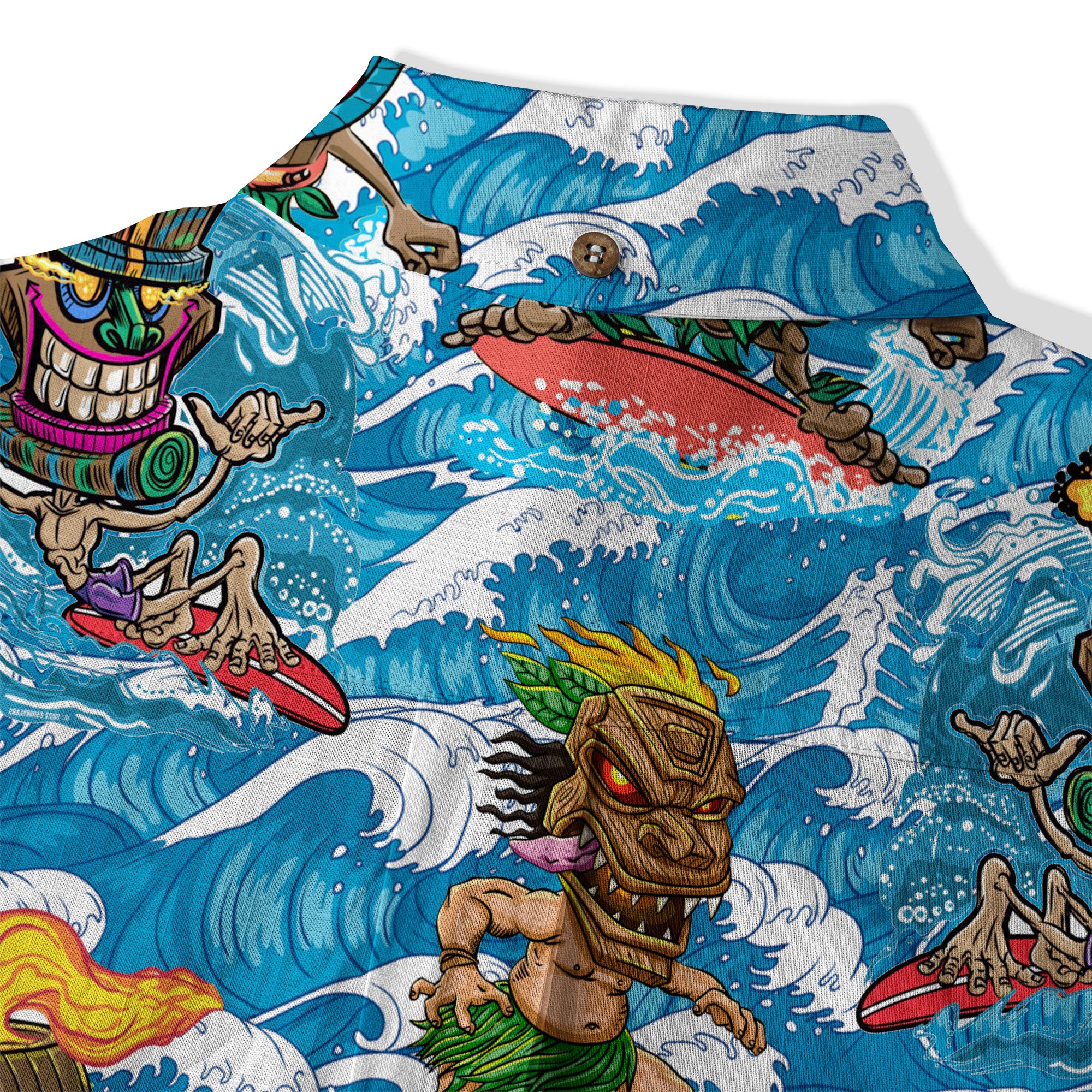 Tiki Mask Aloha Hawaii Shirt, Surfing Tiki Beach Hawaiian Shirt