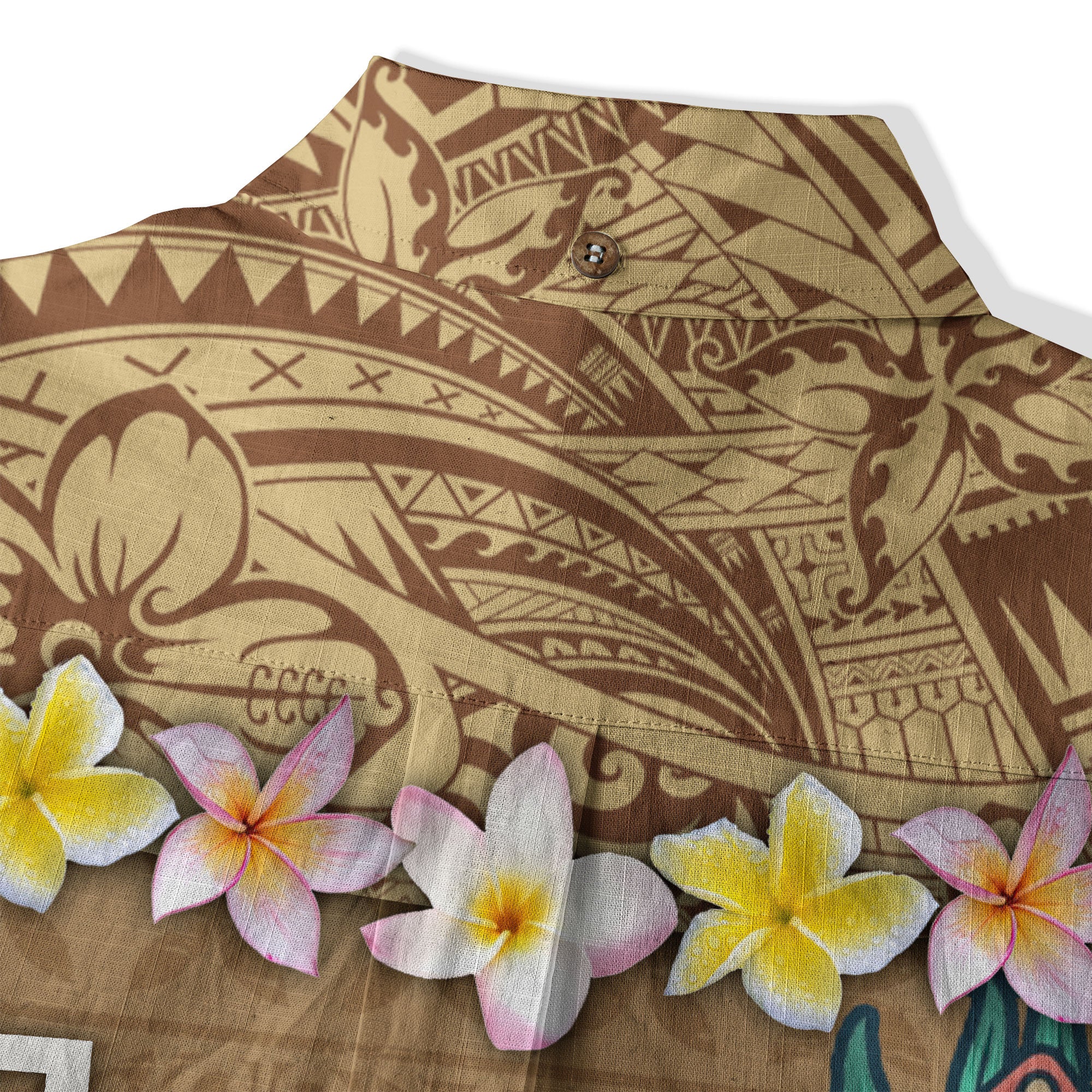 Hawaii Plumeria Lei Hawaiian Shirt, Tiki and Kakau Pattern