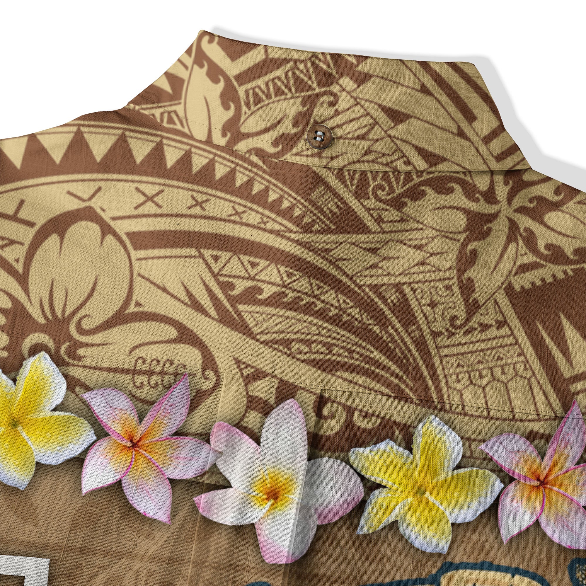 Hawaii Plumeria Lei Hawaiian Shirt, Tiki and Kakau Pattern