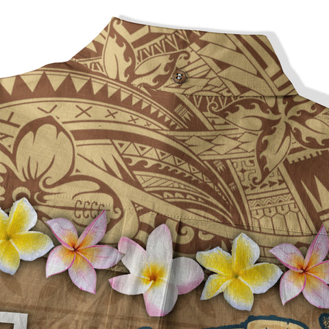 Hawaii Plumeria Lei Hawaiian Shirt, Tiki and Kakau Pattern