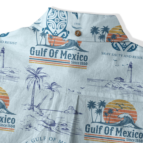 Retro Sunset Gulf Of Mexico Since 1550 Hawaii Shirt, Gulf of Mexico Hawaii Shirt