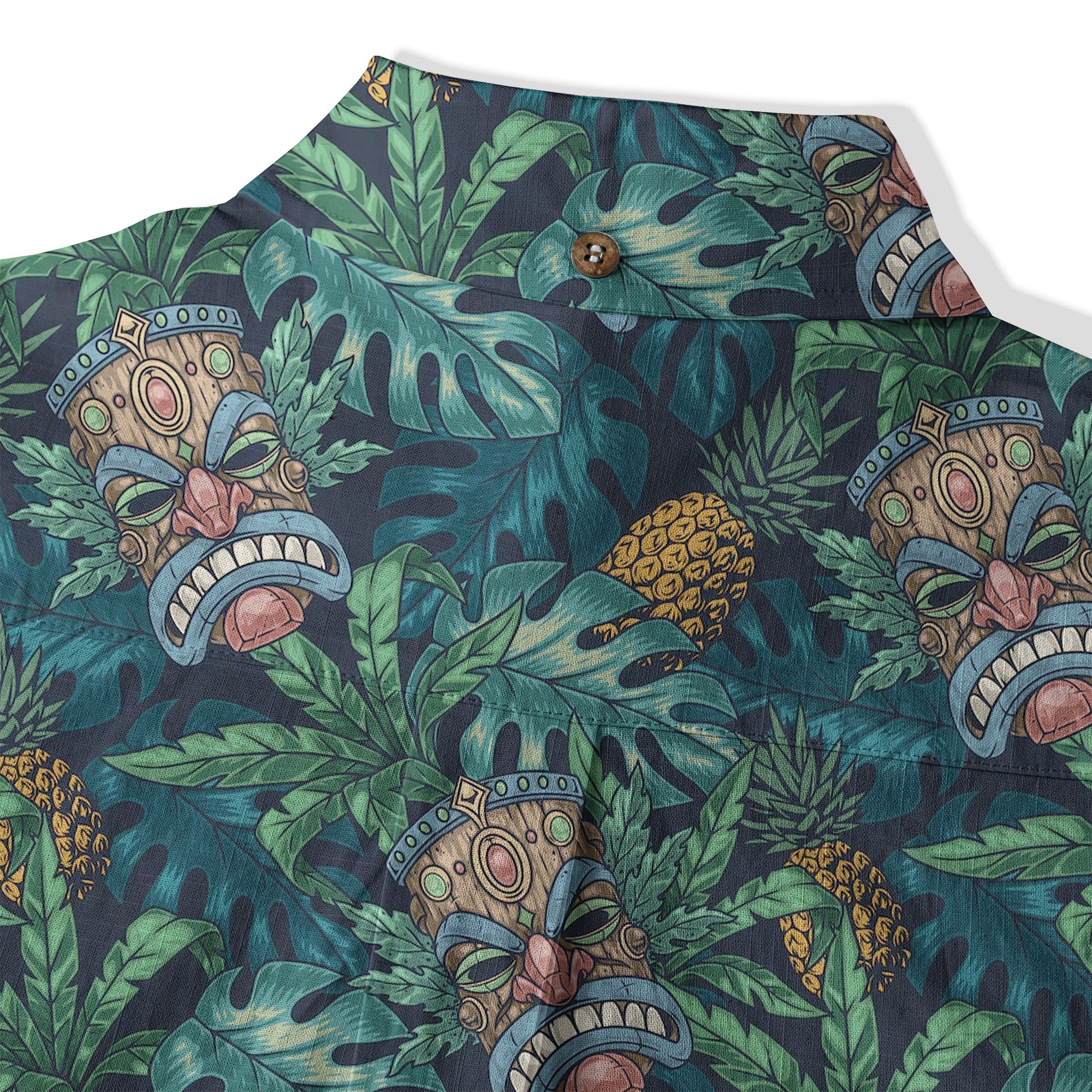 Polynesian Tiki Mask And Hibiscus Flowers Hawaiian Shirt