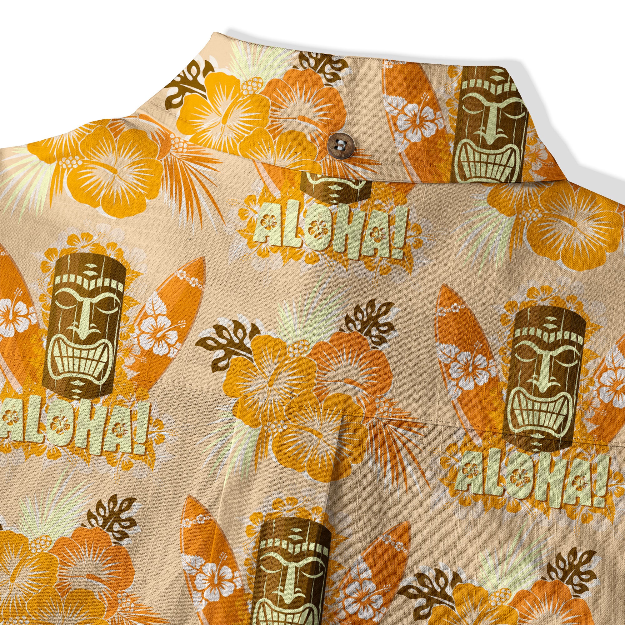 Tribal Tiki Hawaiian Shirt, Tiki Hibuscus Flowers Aloha Hawaii Shirt