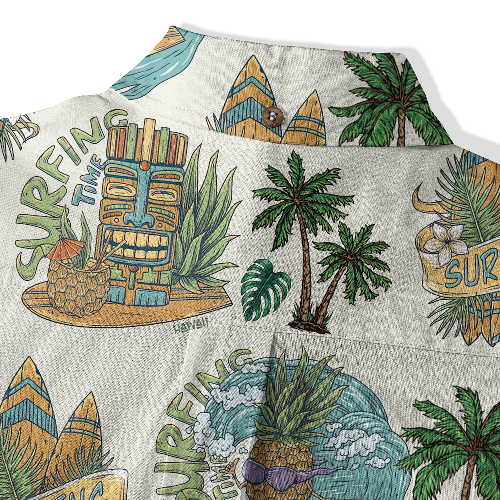 Tiki Mask Hawaii Shirt, Aloha Flowers Surfing Tiki Hawaii Shirt