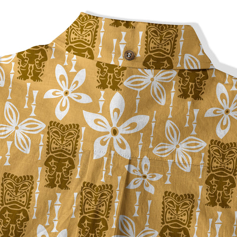 Tiki Hibiscus Flowers Hawaii Shirt