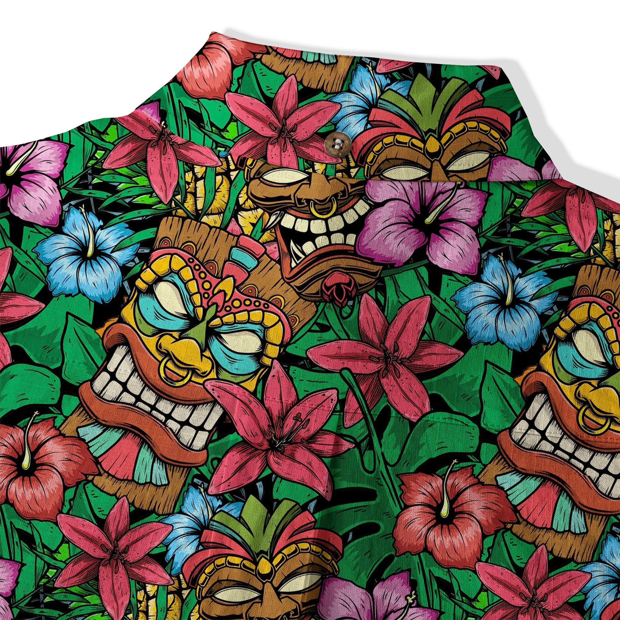 Tiki Hibiscus Flowers Hawaii Shirt