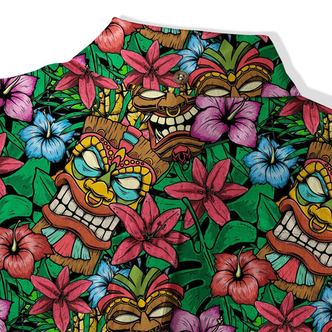 Tiki Hibiscus Flowers Hawaii Shirt