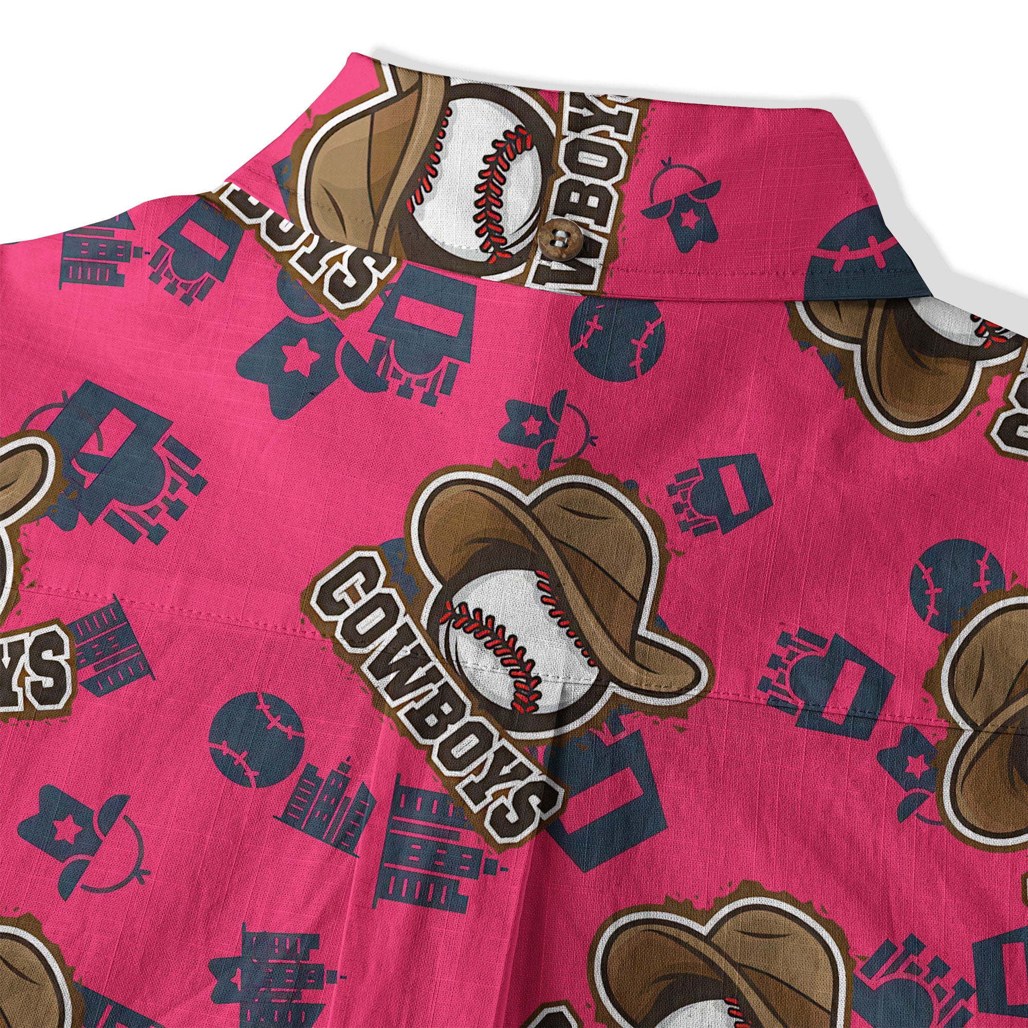 Western Cowboy Hat Baseball Hawaiian Shirt Set City Landscape Baseball Ball Shirt
