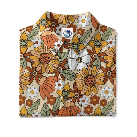 Hippie Groovy Flower Hawaii Shirt, Hippie Peace Love Hawaii Shirt