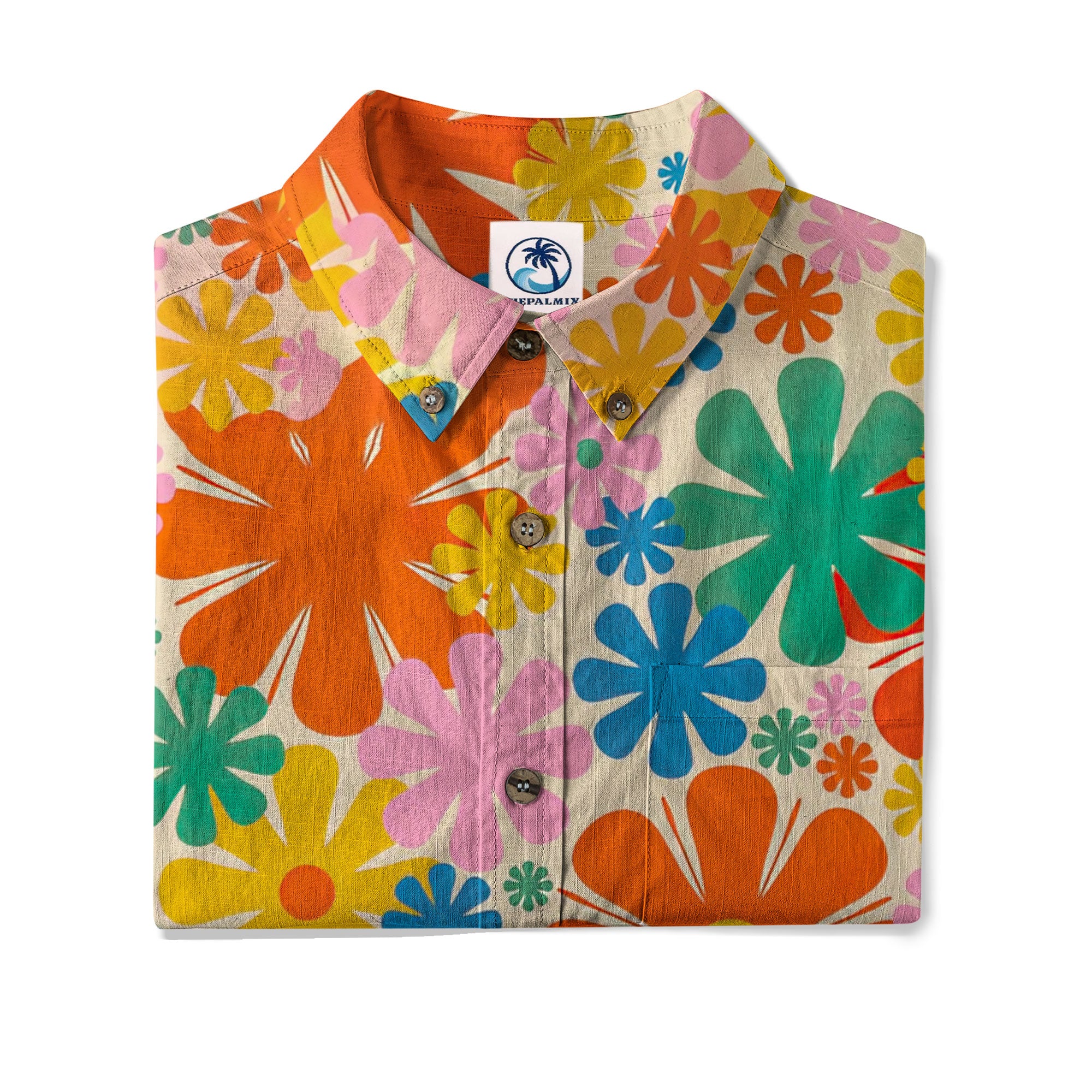 Hippie Groovy Flower Hawaii Shirt, Hippie Peace Love Hawaii Shirt