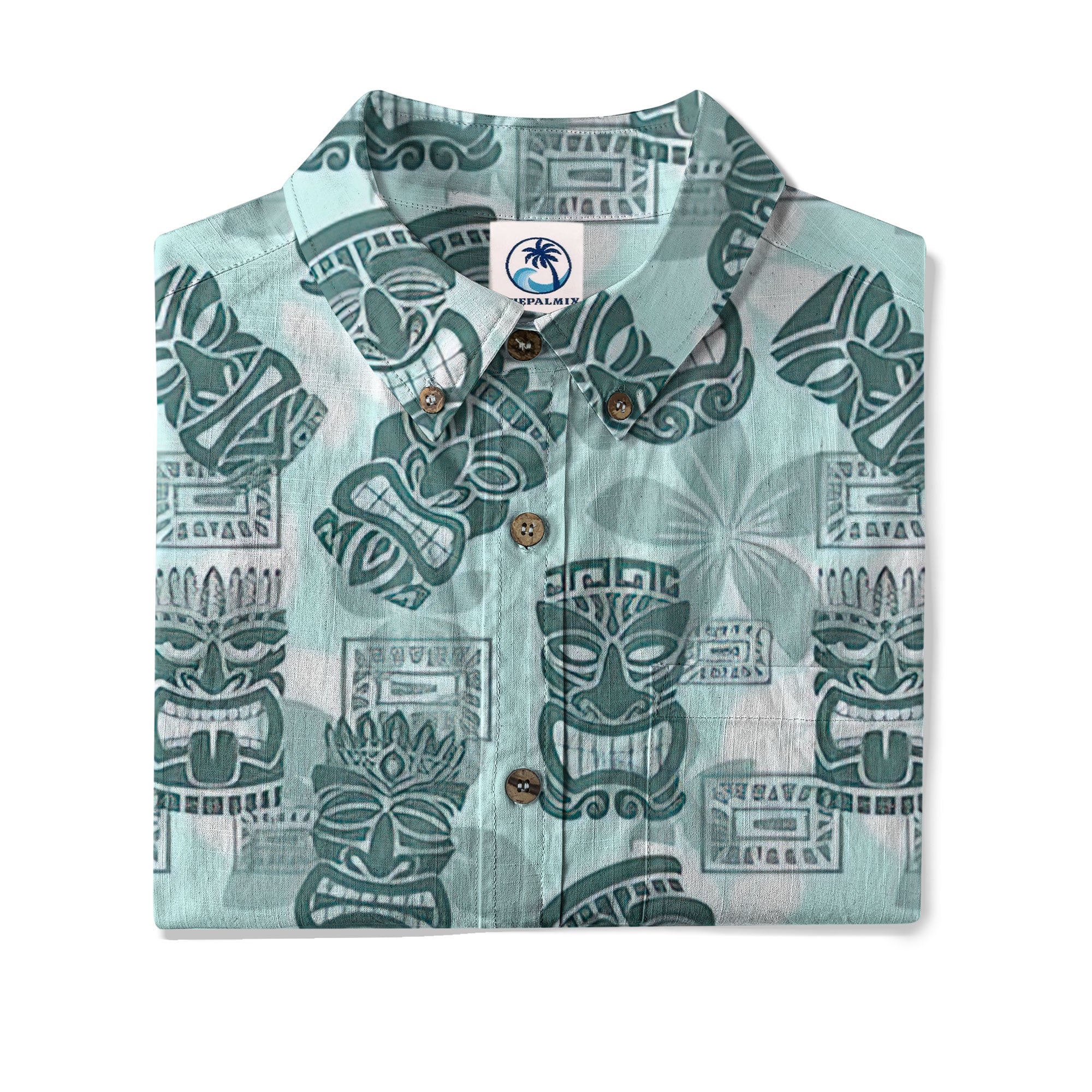 Colorful Tiki Hawaiian Shirt, Tribal Tiki Hibiscus Hawaiian Shirt