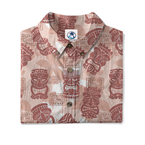 Colorful Tiki Hawaiian Shirt, Tribal Tiki Hibiscus Hawaiian Shirt