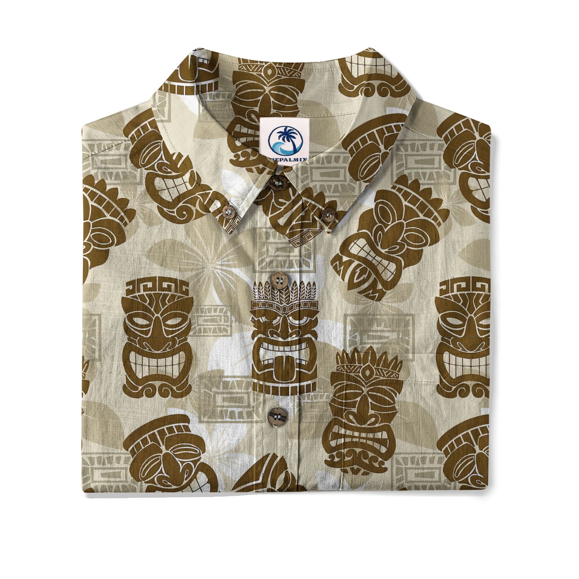 Colorful Tiki Hawaiian Shirt, Tribal Tiki Hibiscus Hawaiian Shirt