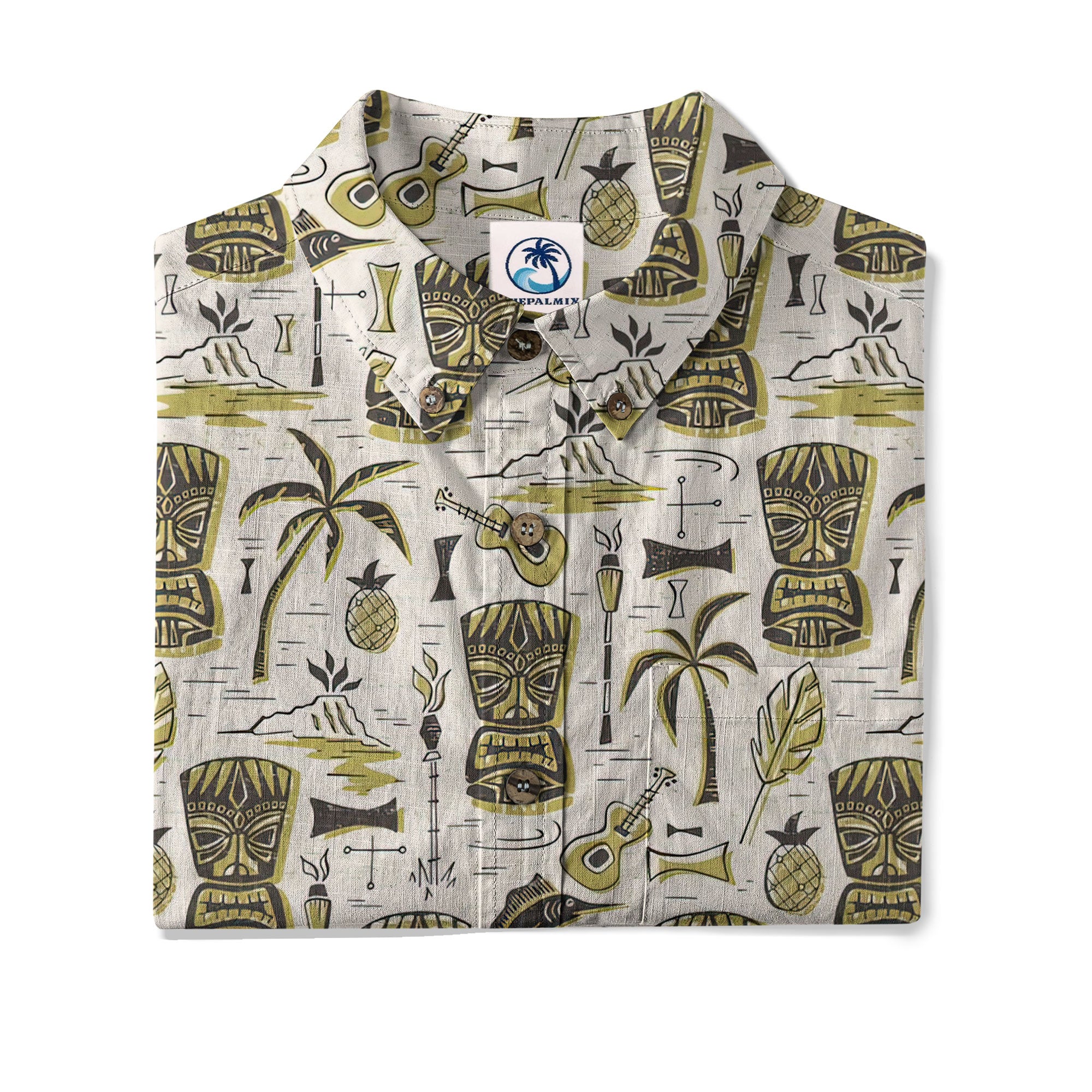 Retro Mid Century Modern Tiki Hawaii Shirt, Tropical Tiki Hawaii Shirt