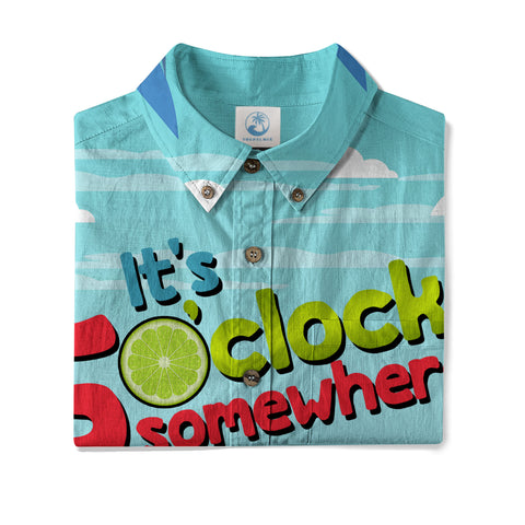 Retro Shark Hibiscus Drink Short Sleeve Shirt, I'm Not Waiting Until 5 Shirt