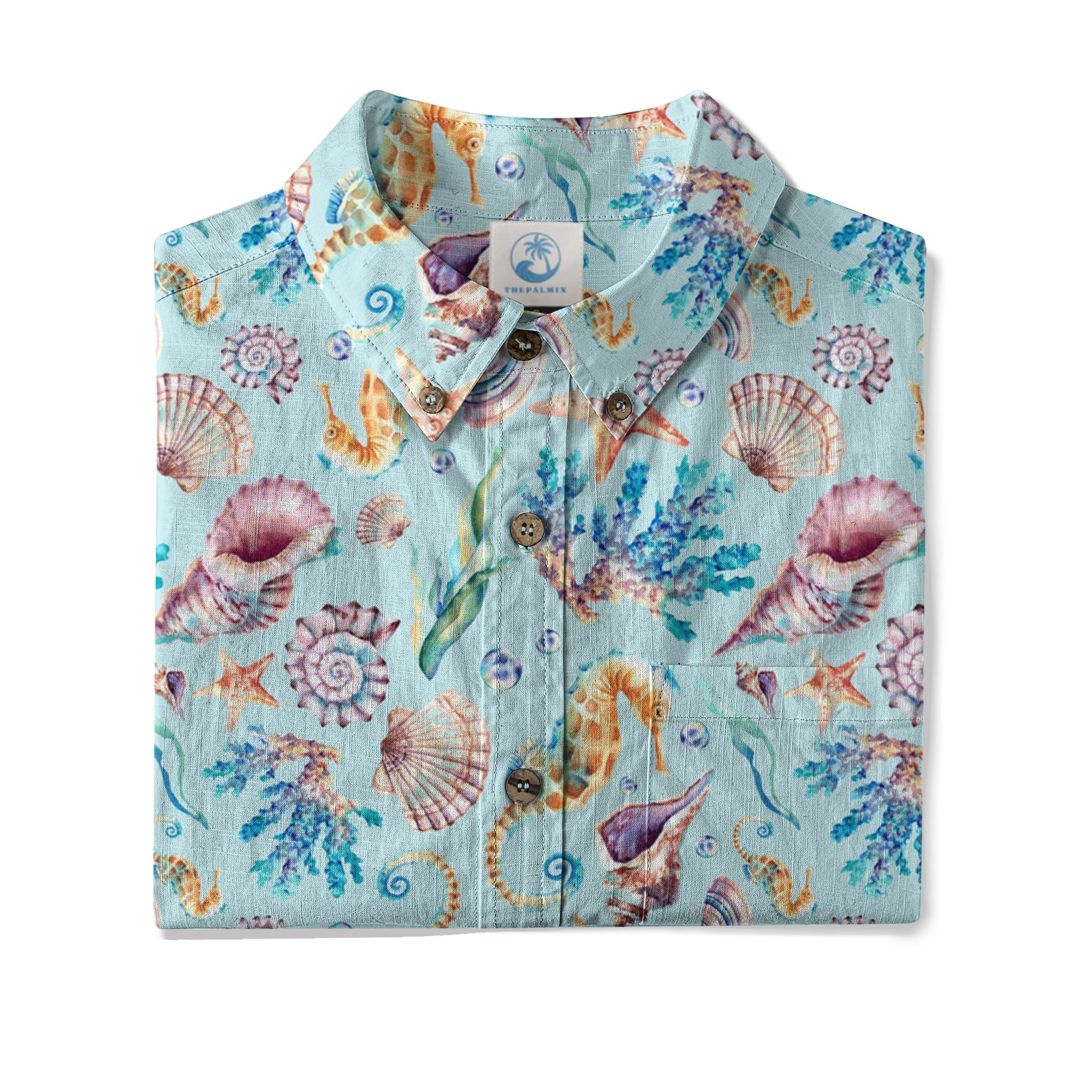 Ocean Animals Aloha Theme Hawaiian Shirt, Summer Vibes Button Down Hawaii Shirt - The Palmix
