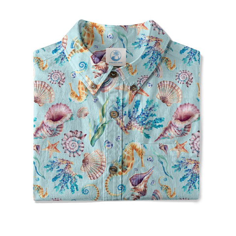 Ocean Animals Aloha Theme Hawaiian Shirt, Summer Vibes Button Down Hawaii Shirt - The Palmix