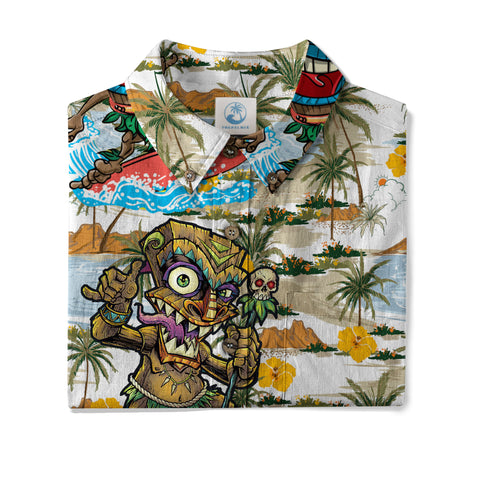 Tiki Mask Hawaii Shirt, Surfing Tiki Pattern Hawaiian Shirt