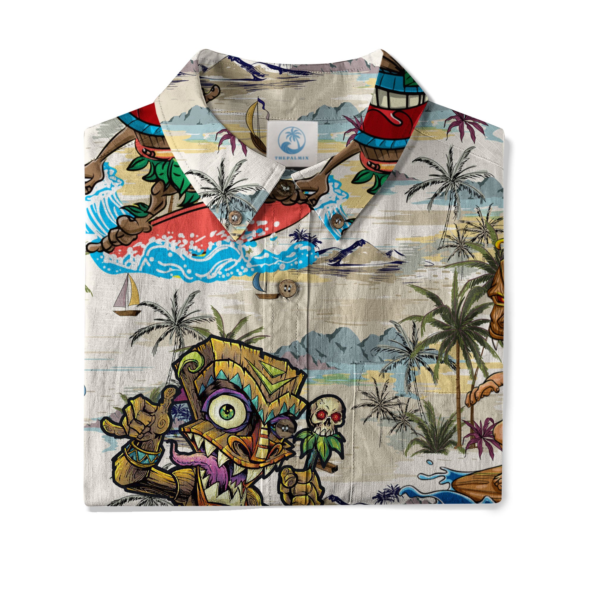 Tiki Mask Aloha Hawaii Shirt, Surfing Tiki Pattern Hawaiian Shirt