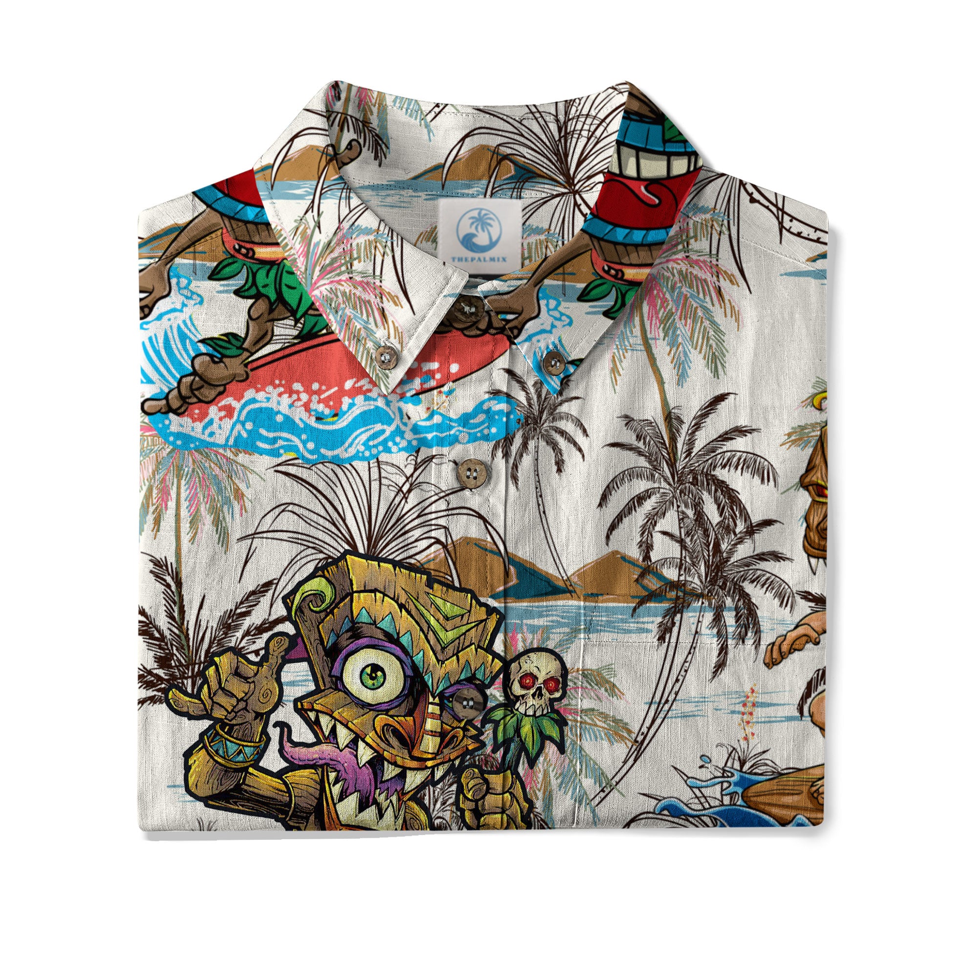 Tiki Mask Aloha Hawaii Shirt, Surfing Tiki Pattern Hawaiian Shirt