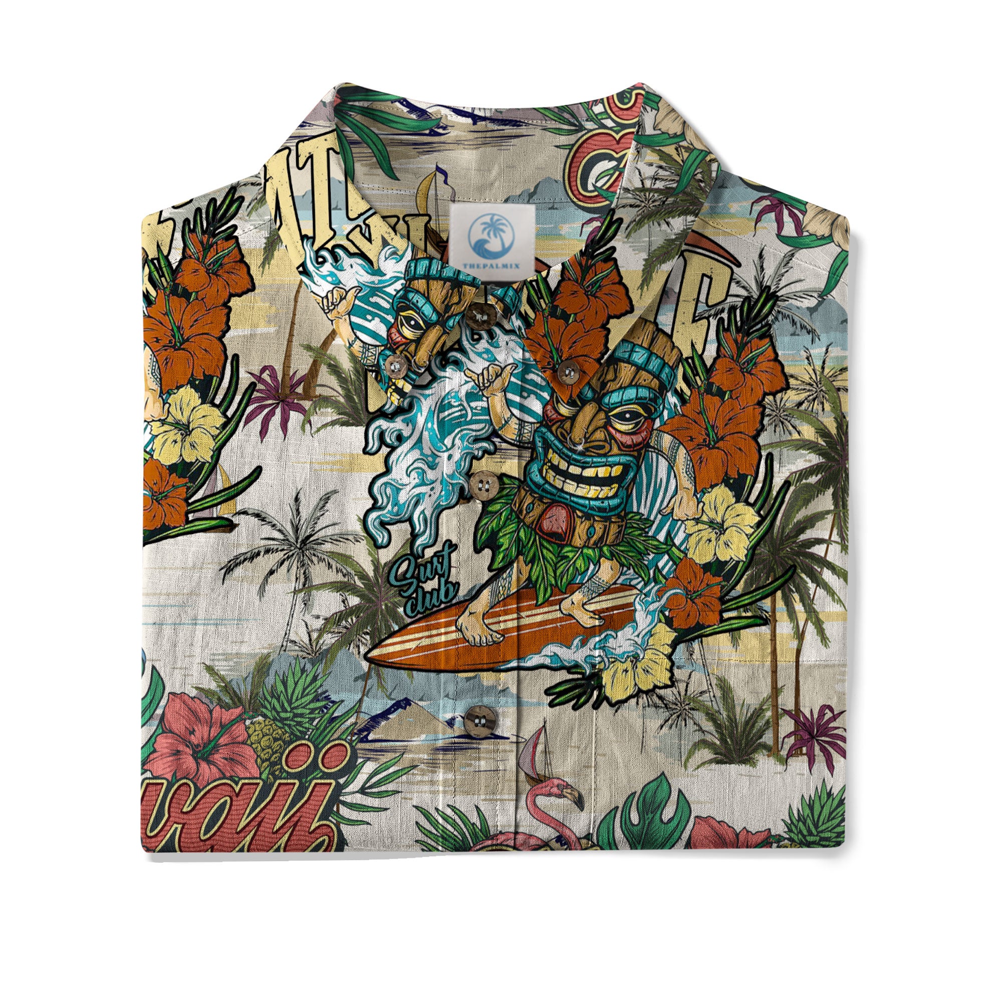 Tiki Mask Aloha Hawaii Shirt, Tiki Mask Long Island Beach Hawaiian Shirt